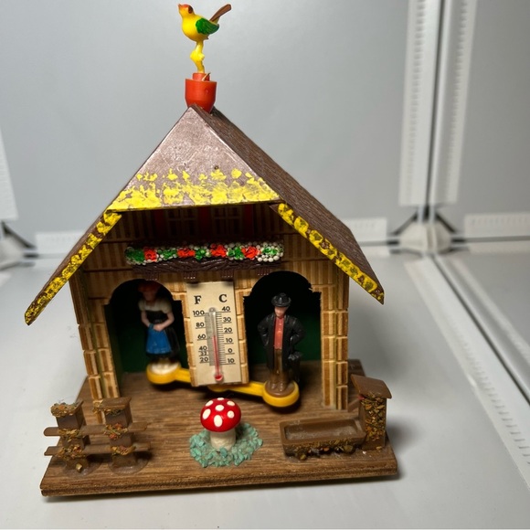 None Other - Vintage Handmade Grannycore Bambi Wooden German Weather House Chalet